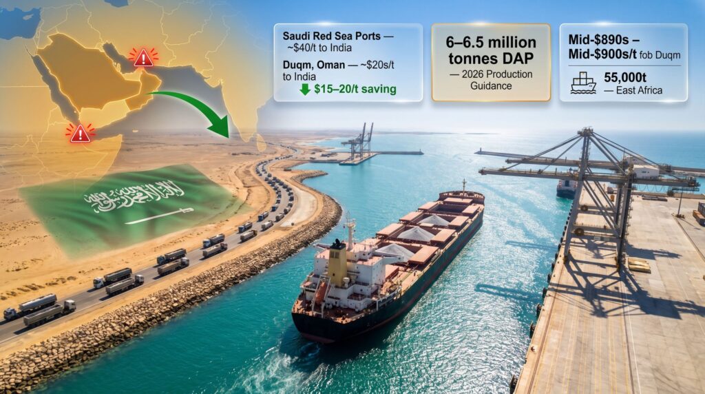 Maaden Routes DAP Exports Through Oman’s Duqm Port in 2026